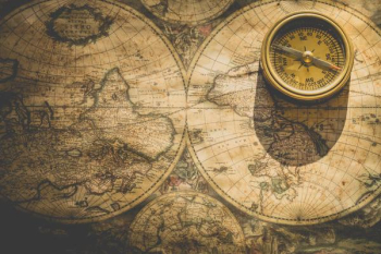 Free Photo of vintage, world map, compass