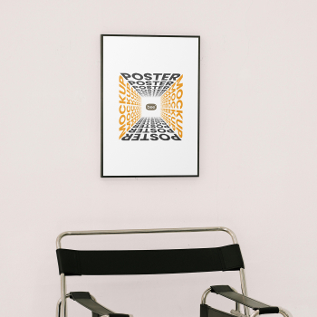 Free Poster above Chair Mockup