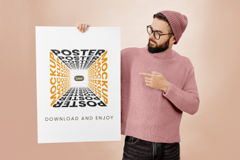 Free Poster in Hand Mockup Free Poster in Hand Mockup