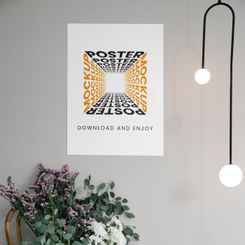 Free Poster with Bulbs Mockup