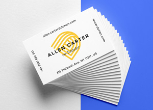 Free Realistic Business Cards Mock-up alen.carteredorian.com allen carter sis fatbush ave, ny 127, us www.dorian.com 