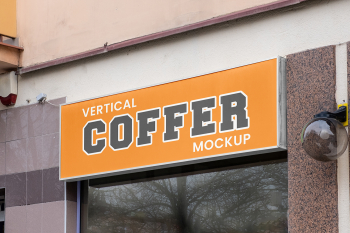 Free Rectangle Coffer Sign Mockup