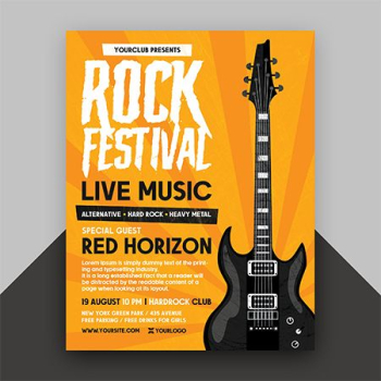 Free Rock Festival Flyer PSD Template - Counrty4k