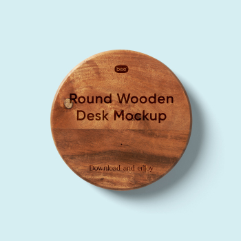 Free Round Wooden Desk Mockup Free Round Wooden Desk Mockup