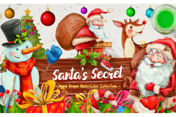 FREE Santa's Secret Watercolors By TheHungryJPEG | TheHungryJPEG.com