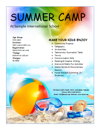free smmer camp flyer1 | ESY | Free summer camps, Flyer template ...