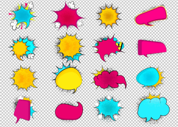 Free speech bubble set in PNG format, pop art style
