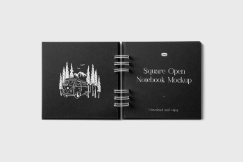Free Square Open Notebook Mockup