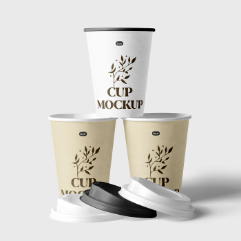 Free Stacked Paper Cups Mockup Free Stacked Paper Cups Mockup