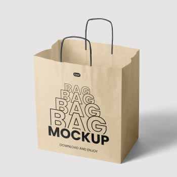 Free Standing Big Paper Bag Mockup