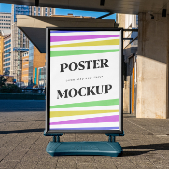 Free Street Poster Stand Mockup Free Street Poster Stand Mockup
