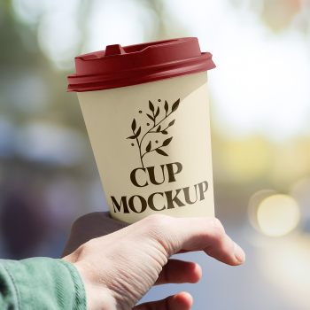 Free Sunny Cup in Hand Mockup Free Sunny Cup in Hand Mockup