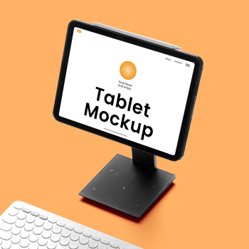 Free Tablet on Stand Mockup