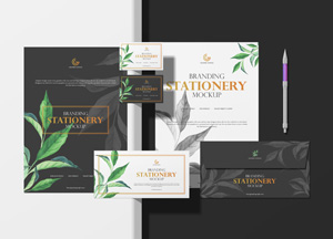Free Top View Brand Stationery Mockup PSD brandeng stationery mocklip stationery stationery stationery 