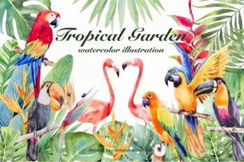 FREE Tropical Garden Watercolor Illustration By TheHungryJPEG | TheHungryJPEG.com FREE Tropical Garden Watercolor Illustration By TheHungryJPEG | TheHungryJPEG.com