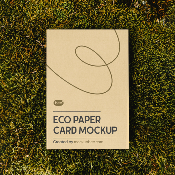 Free Vertical Card on Grass Mockup