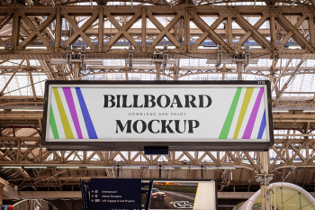 Free Victoria Station Billboard Front View Mockup