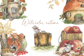 FREE Watercolor Autumn Set By TheHungryJPEG | TheHungryJPEG.com FREE Watercolor Autumn Set By TheHungryJPEG | TheHungryJPEG.com