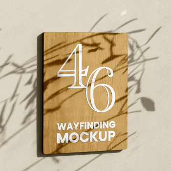 Free Wayfinding Wooden Sign Mockup