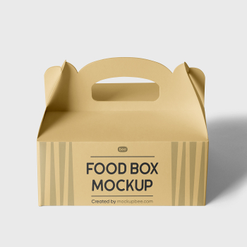 Free Wide Food Box with Handle Mockup