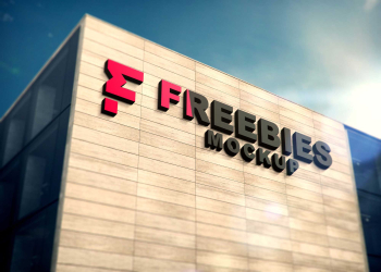 Freebies Building 3D Logo Mockup - Freebies Mockup