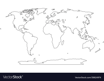 freehand world map sketch on white background