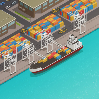 Freight loading dock at harbor Free Vector Freight loading dock at harbor Free Vector