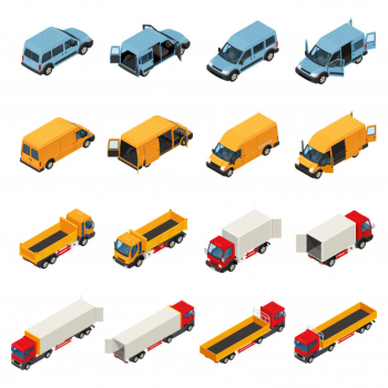 Freight transportation vehicles collection Free Vector