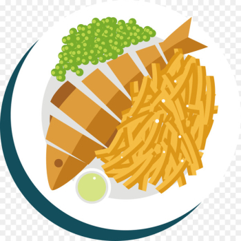 French fries Fish and chips Fried fish English cuisine Pea soup - Vector hand-painted fish and chips 