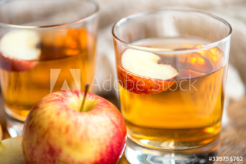 Fresh apple juice close up shot