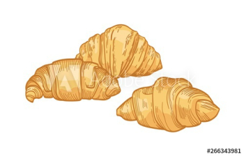 Fresh delicious croissants isolated on white background Fresh delicious croissants isolated on white background