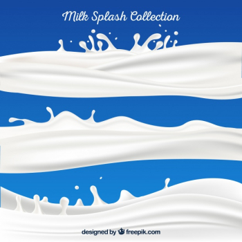 Fresh milk splashes collection in realistic style Free Vector Fresh milk splashes collection in realistic style Free Vector