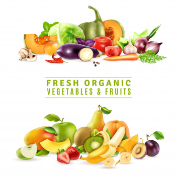 Fresh vegetables and fruits illustration Free Vector Fresh vegetables and fruits illustration Free Vector