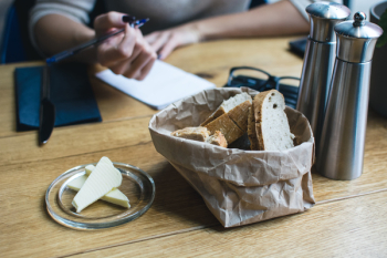Freshly baked bread with butter starter Freshly baked bread with butter starter