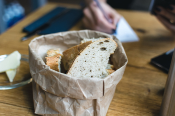 Freshly baked bread with butter starter Freshly baked bread with butter starter