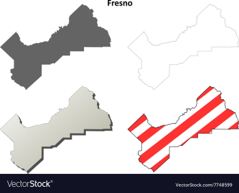 Fresno County California outline map set vector image Fresno County California outline map set vector image