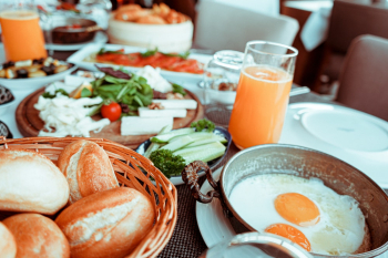 Fried Egg Beside Bread Platter Fried Egg Beside Bread Platter