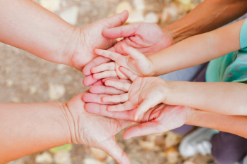 From above hands of family From above hands of family
