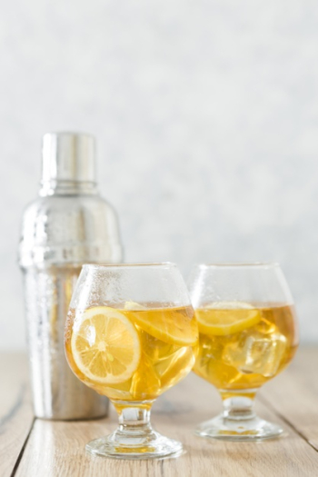 Front view of glasses with lemon drink Free Photo Front view of glasses with lemon drink Free Photo