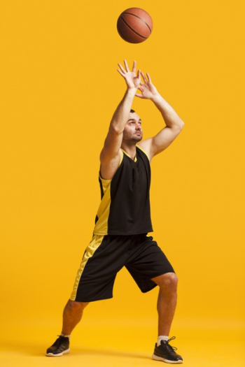 Front view of male basketball player dunking Free Photo Front view of male basketball player dunking Free Photo