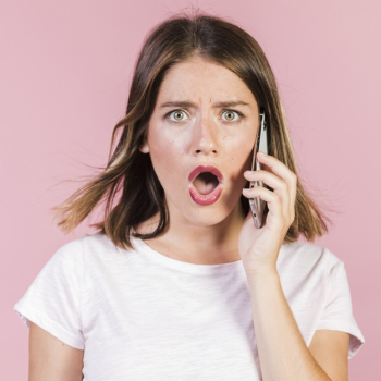 Front view shocked girl on the phone Free Photo Front view shocked girl on the phone Free Photo