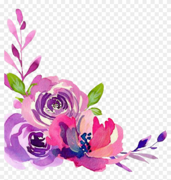 Ftestickers Sticker - Watercolor Flower Corner Border Png