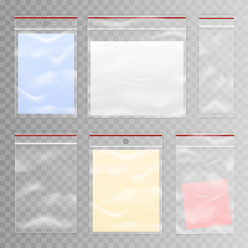 Full and empty transparent plastic bag set Free Vector Full and empty transparent plastic bag set Free Vector