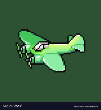 fully editable green pixel art airplane