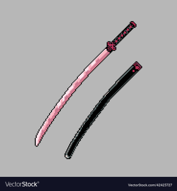 fully edited pixel art colored katana sword weapon