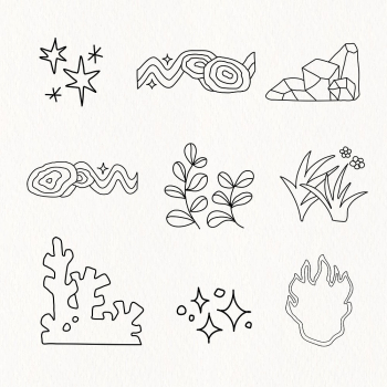 Funky doodle design line art, | Free PSD - rawpixel