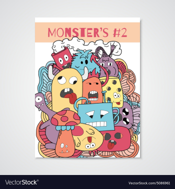Funny cartoon monsters poster vector image Funny cartoon monsters poster vector image