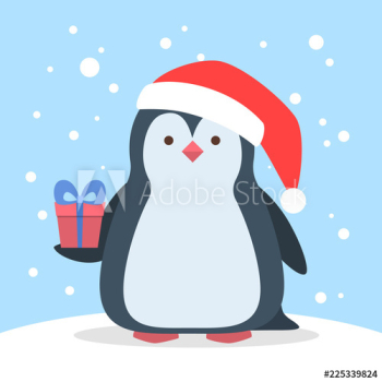 Funny cute christmas penguin in santa hat Funny cute christmas penguin in santa hat