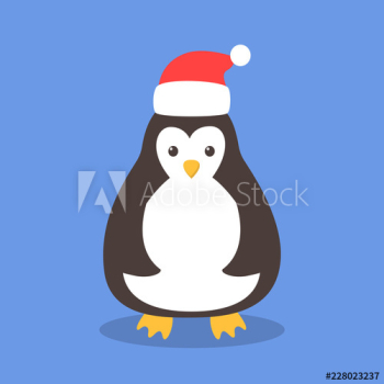 Funny cute christmas penguin in santa hat Funny cute christmas penguin in santa hat