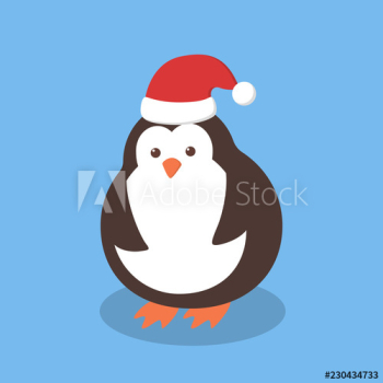 Funny cute christmas penguin in santa hat Funny cute christmas penguin in santa hat